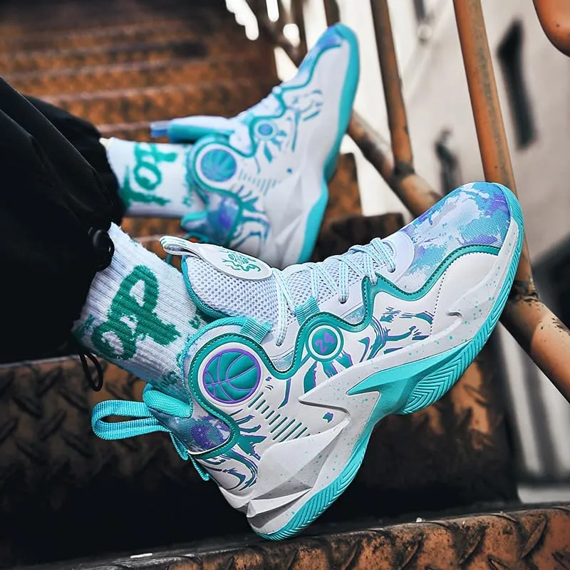 Kids Basketball Shoes, Leather Trendy Casual Sports Basketball Shoes Breathable Comfortable Boys Sneakers for Little Kids/Big Kids and Adult