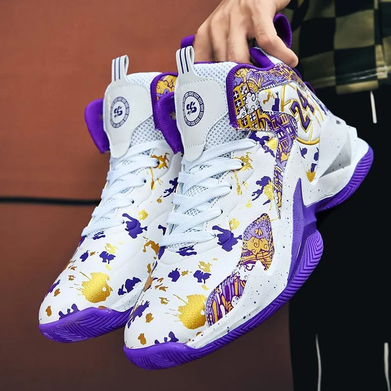 Kids Basketball Shoes, Leather Trendy Casual Sports Basketball Shoes Breathable Comfortable Boys Sneakers for Little Kids/Big Kids and Adult