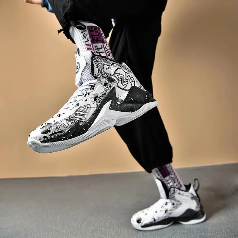 Kids Basketball Shoes, Leather Trendy Casual Sports Basketball Shoes Breathable Comfortable Boys Sneakers for Little Kids/Big Kids and Adult