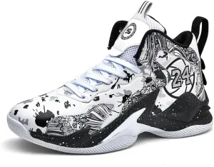 Kids Basketball Shoes, Leather Trendy Casual Sports Basketball Shoes Breathable Comfortable Boys Sneakers for Little Kids/Big Kids and Adult