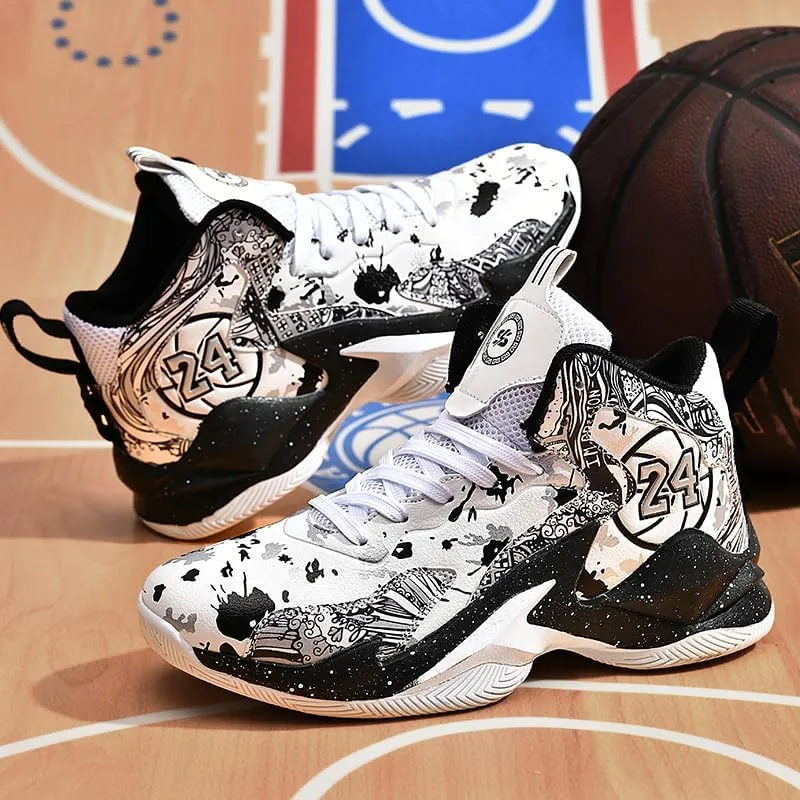 Kids Basketball Shoes, Leather Trendy Casual Sports Basketball Shoes Breathable Comfortable Boys Sneakers for Little Kids/Big Kids and Adult