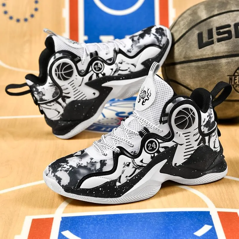 Kids Basketball Shoes, Leather Trendy Casual Sports Basketball Shoes Breathable Comfortable Boys Sneakers for Little Kids/Big Kids and Adult