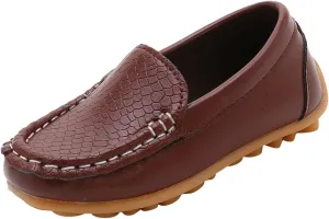 Kids Boys Girls Soft Slip On Loafers Flat Boat 𝗠occasin Schooling Daily Walking Shoes Girls Soft Leather Shoes