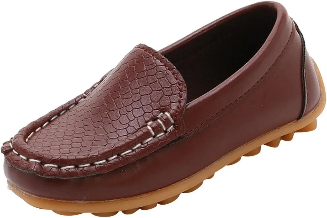 Kids Boys Girls Soft Slip On Loafers Flat Boat 𝗠occasin Schooling Daily Walking Shoes Girls Soft Leather Shoes