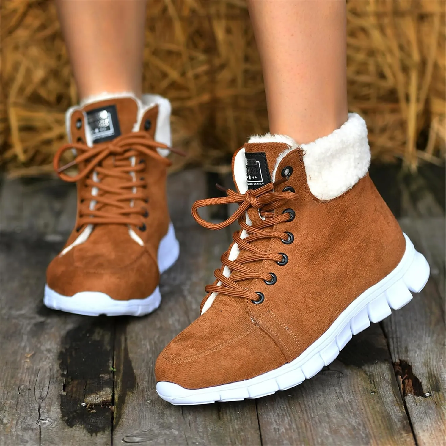 Ladmiple Boots For Women 2024 Ankle Booties Snow Boots Warm Comfortable Slip On Outdoor Fur Lined Lining Walking Winter Shoes