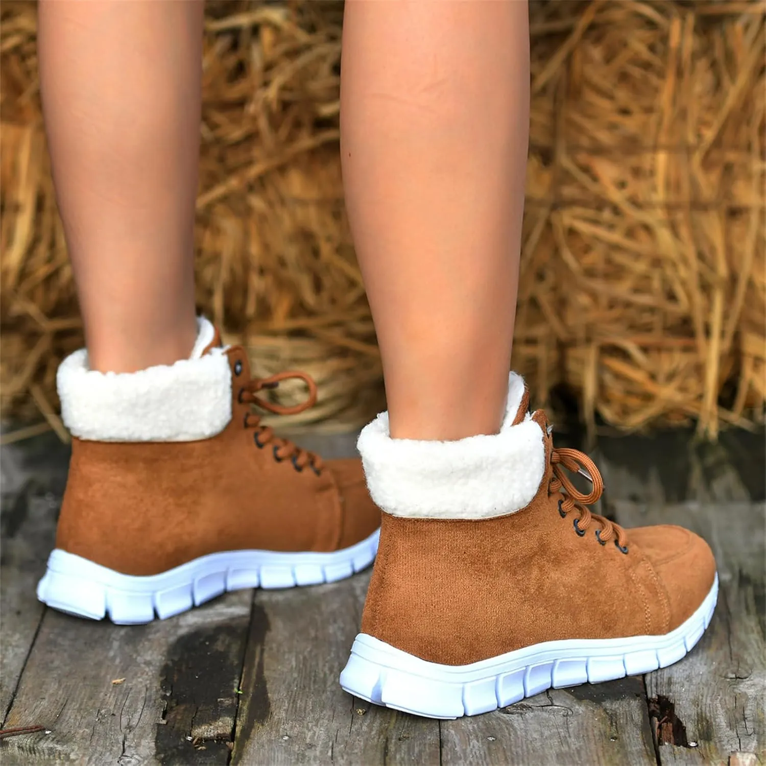 Ladmiple Boots For Women 2024 Ankle Booties Snow Boots Warm Comfortable Slip On Outdoor Fur Lined Lining Walking Winter Shoes