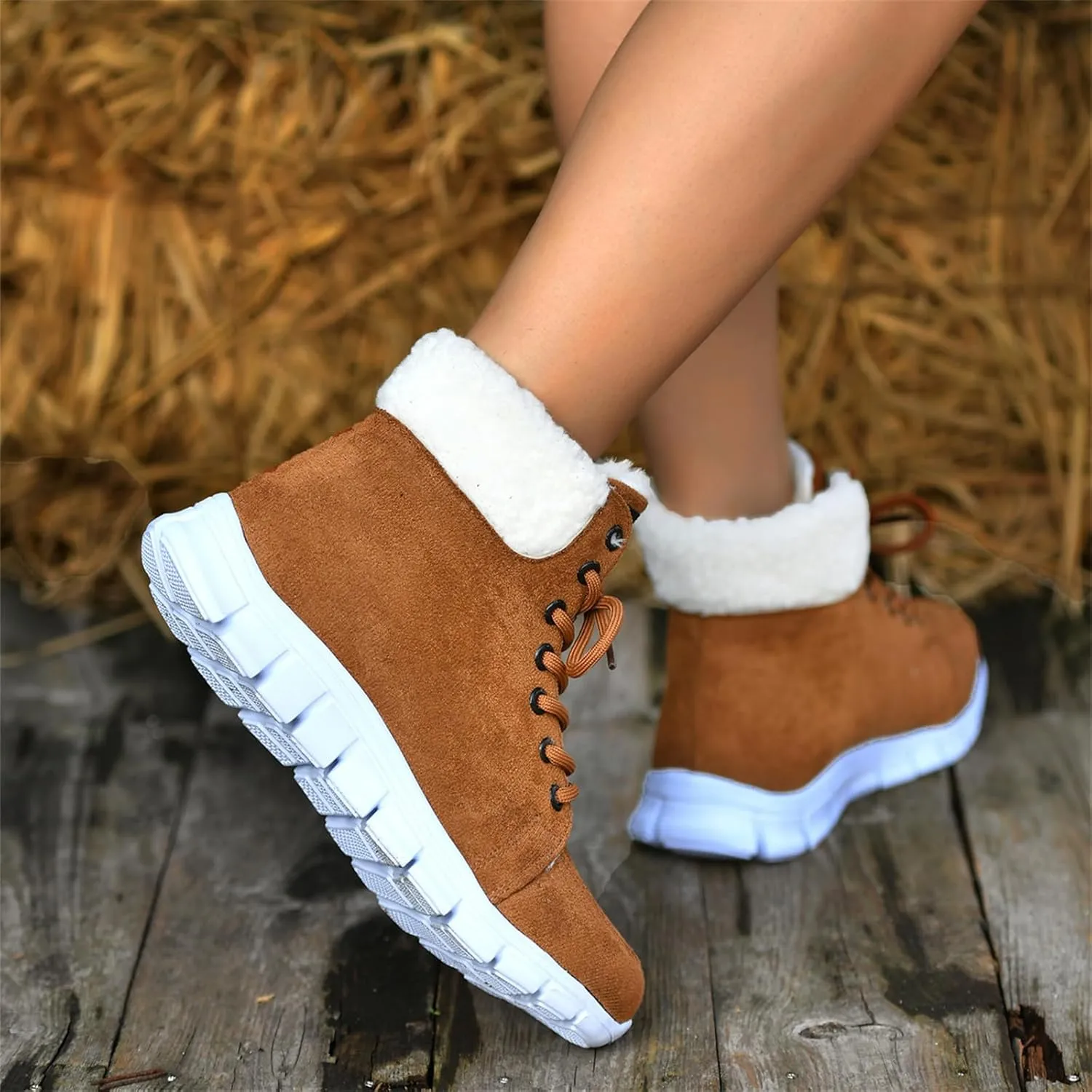 Ladmiple Boots For Women 2024 Ankle Booties Snow Boots Warm Comfortable Slip On Outdoor Fur Lined Lining Walking Winter Shoes