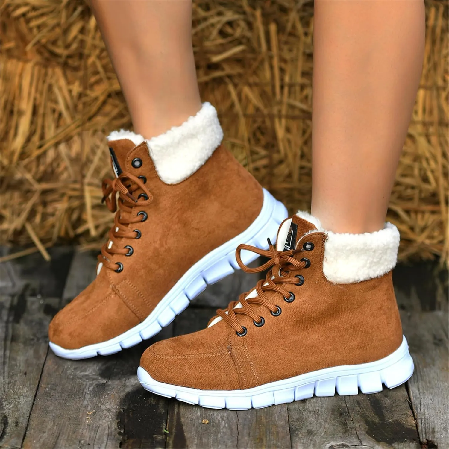 Ladmiple Boots For Women 2024 Ankle Booties Snow Boots Warm Comfortable Slip On Outdoor Fur Lined Lining Walking Winter Shoes