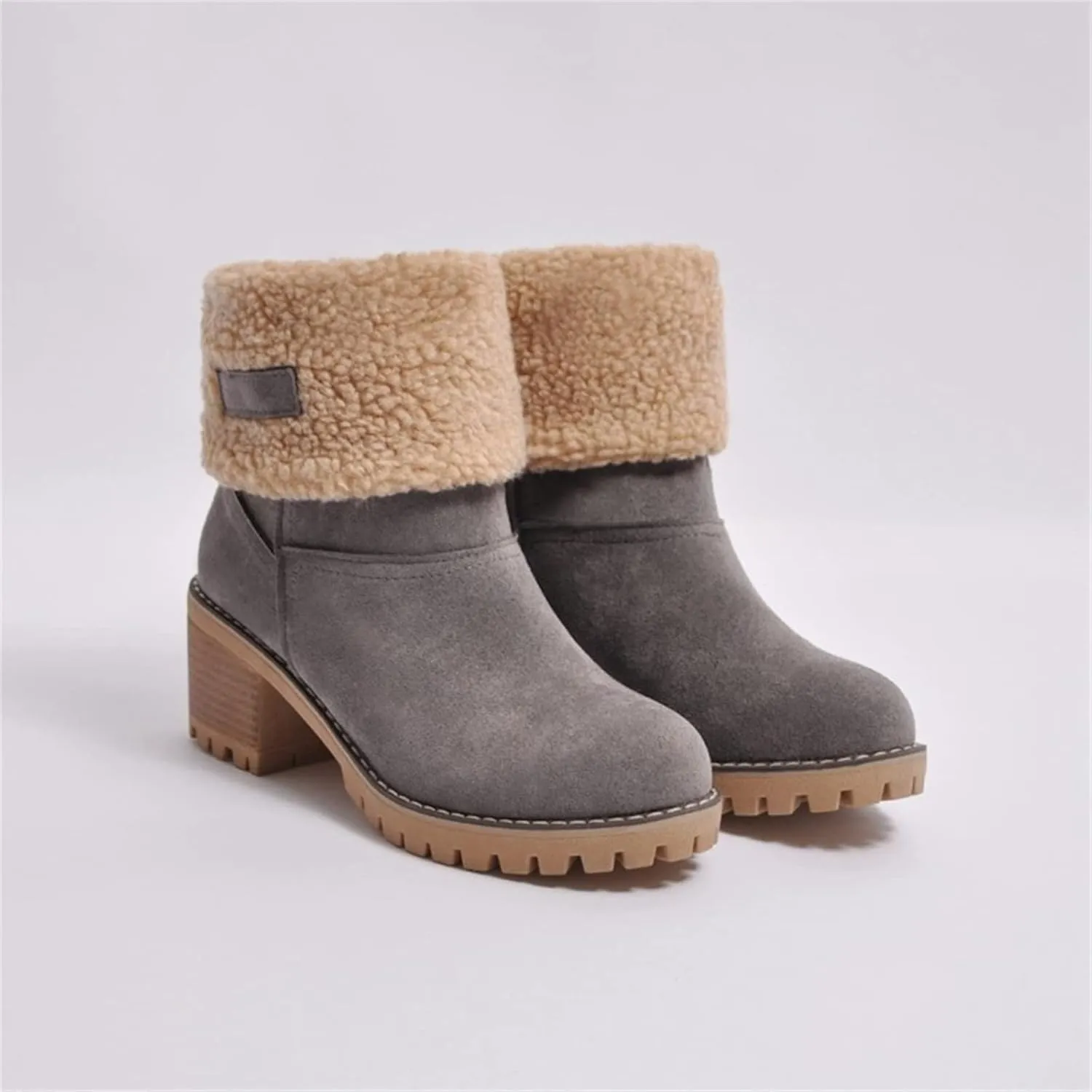 Ladmiple Snow Boots For Women Cute High Top Winter Warm Ankle Booties Fur Lined Anti-Slip Outdoor Slip On Mid Calf Warm Shoes