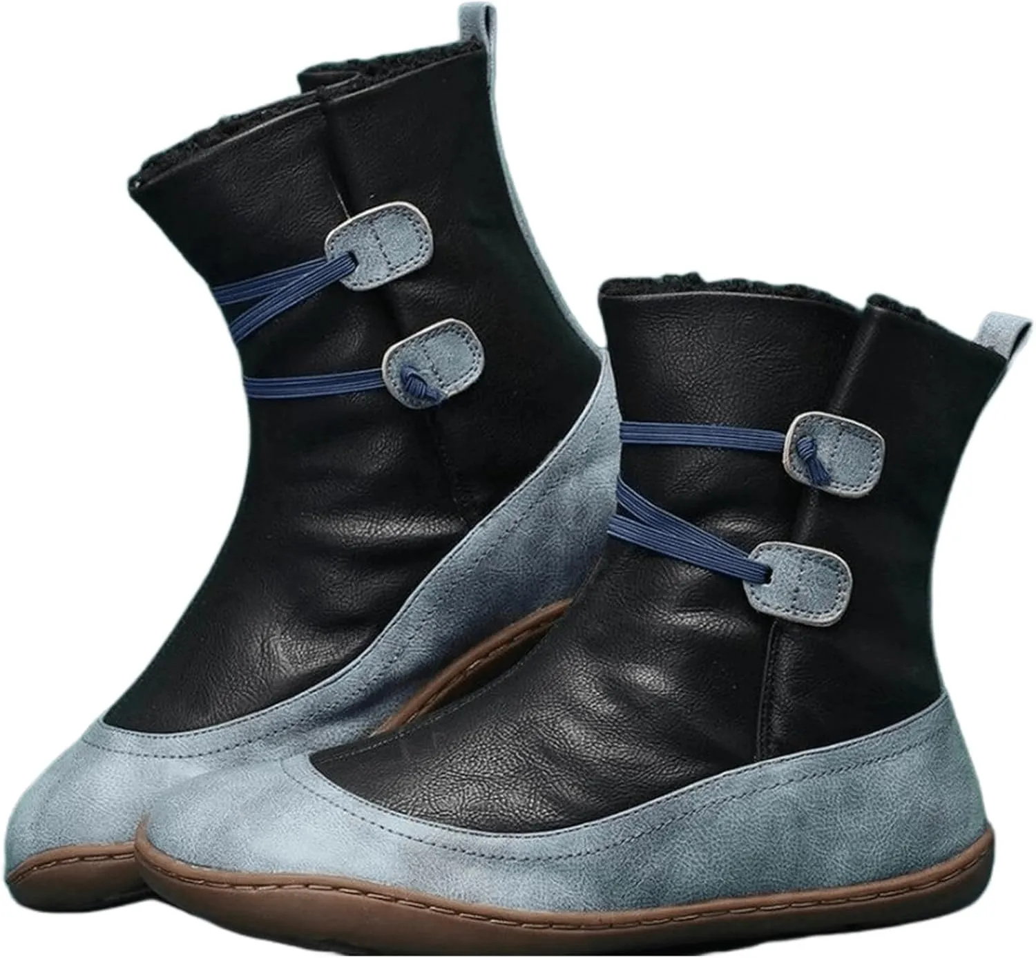 Ladmiple Snow Boots For Women Cute Tall Mid Calf Boots Warm Ankle Booties Slip On Outdoor Fur Lined Walking Winter Shoes
