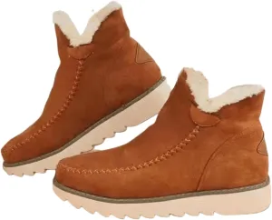 Ladmiple Snow Boots For Women Wide Width High-top Winter Boots Lace Up Warm Comfortable Outdoor Fur Lined Ankle Booties