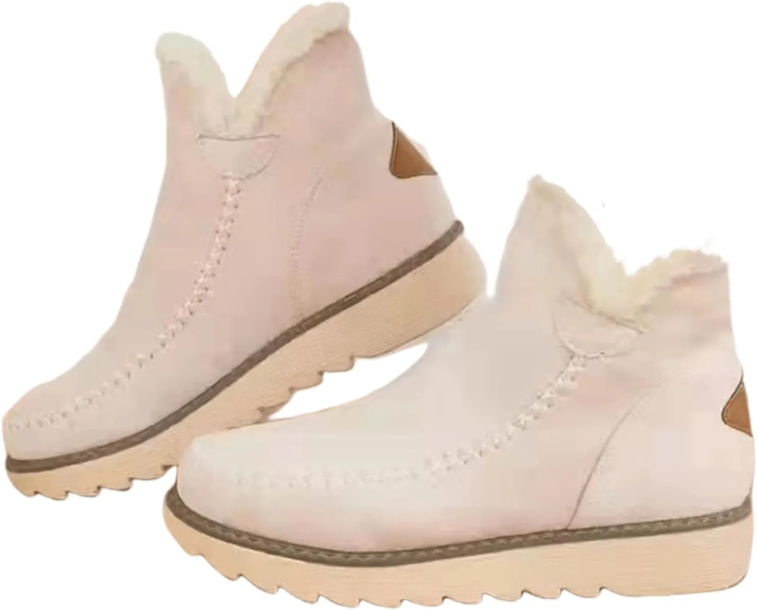 Ladmiple Trending Winter Boots For Women 2024 Snow Warm Ankle Booties Comfortable Slip On Outdoor Fur Lined Loafers Shoes
