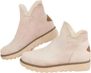 Ladmiple Trending Winter Boots For Women 2024 Snow Warm Ankle Booties Comfortable Slip On Outdoor Fur Lined Loafers Shoes
