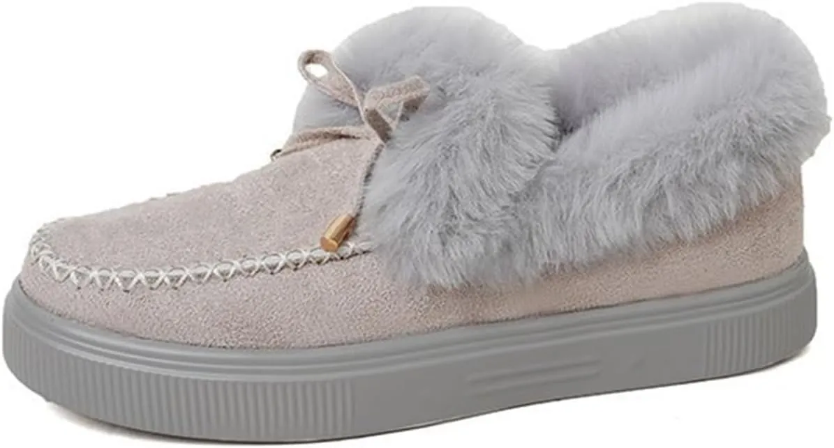 Ladmiple Winter Boots For Women 2024 Fashion Snow Boots Classic Fur Lined Slip On Ankle Booties Casual Warm Loafers Shoes