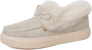 Ladmiple Winter Boots For Women 2024 Fashion Snow Warm Ankle Booties Fur Lined Anti-Slip Outdoor Slip On Loafers Shoes