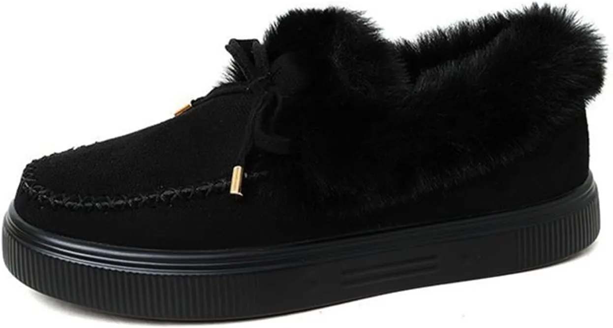 Ladmiple Winter Boots For Women Tall Mid Calf Warm Fur Lined Snow Boots Outdoor Fashion Comfortable Slip On Walking Shoes