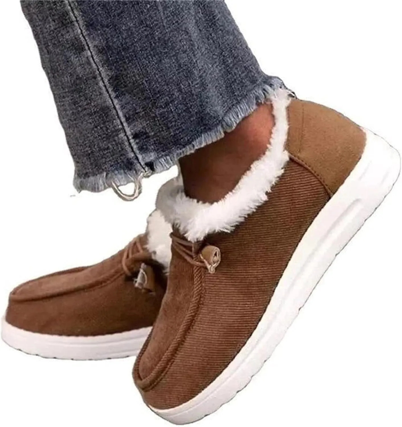 Ladmiple Winter Boots For Women Warm Snow Boots Classic Faux Fur Lined Slip On Ankle Booties Fashion Casual Loafers Shoes