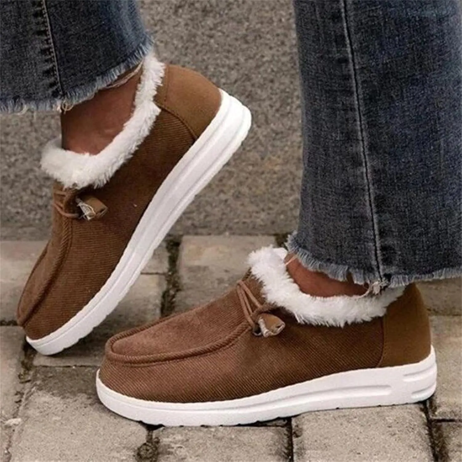 Ladmiple Winter Boots For Women Warm Snow Boots Classic Faux Fur Lined Slip On Ankle Booties Fashion Casual Loafers Shoes