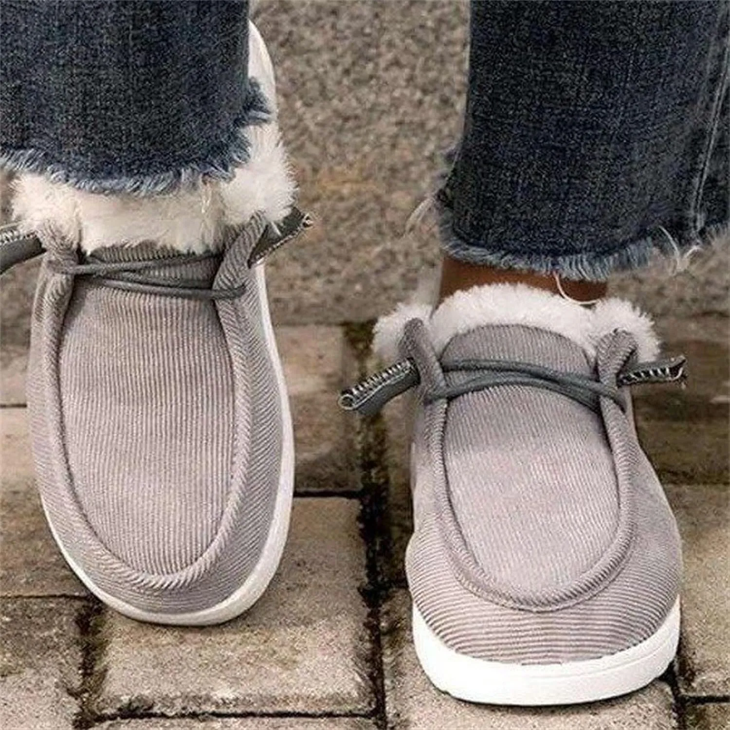 Ladmiple Winter Boots For Women Warm Snow Boots Fur Lined Anti-Slip Outdoor Slip On Ankle Booties Comfortable Loafers