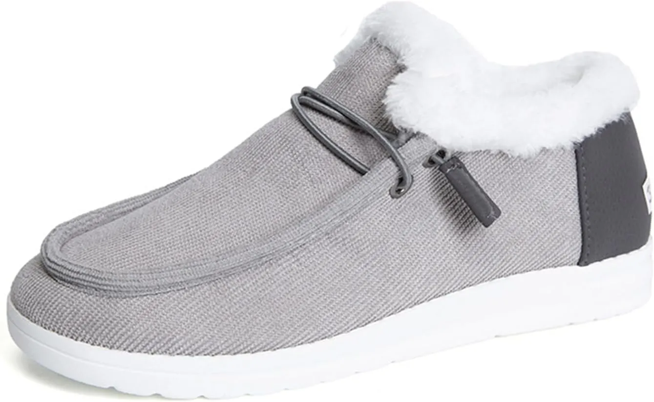 Ladmiple Winter Boots For Women Warm Snow Boots Fur Lined Anti-Slip Outdoor Slip On Ankle Booties Comfortable Loafers