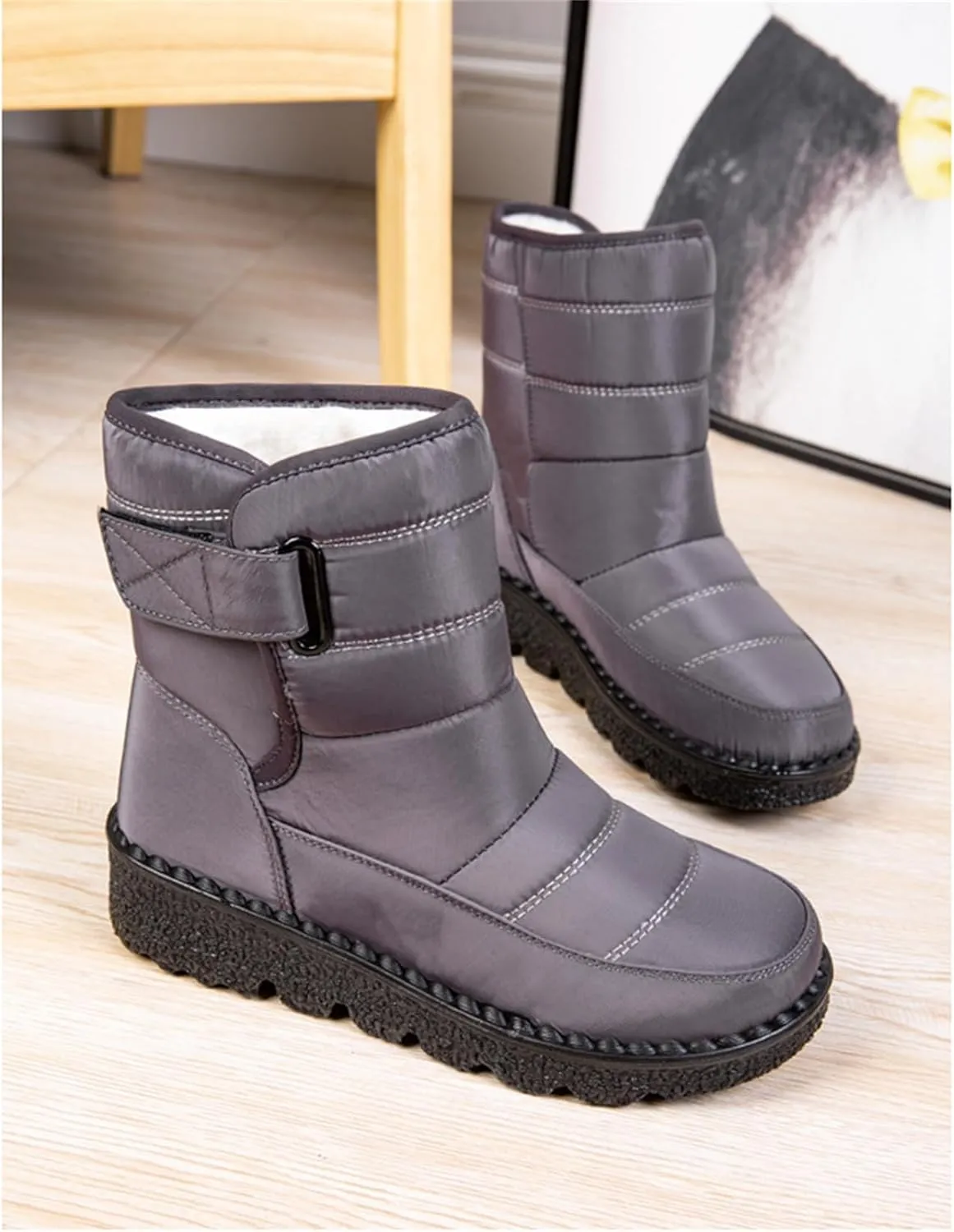 Ladmiple Winter Boots For Women Waterproof Snow Wide Width Warm Lining Comfortable Ankle Booties Outdoor Walking Shoes