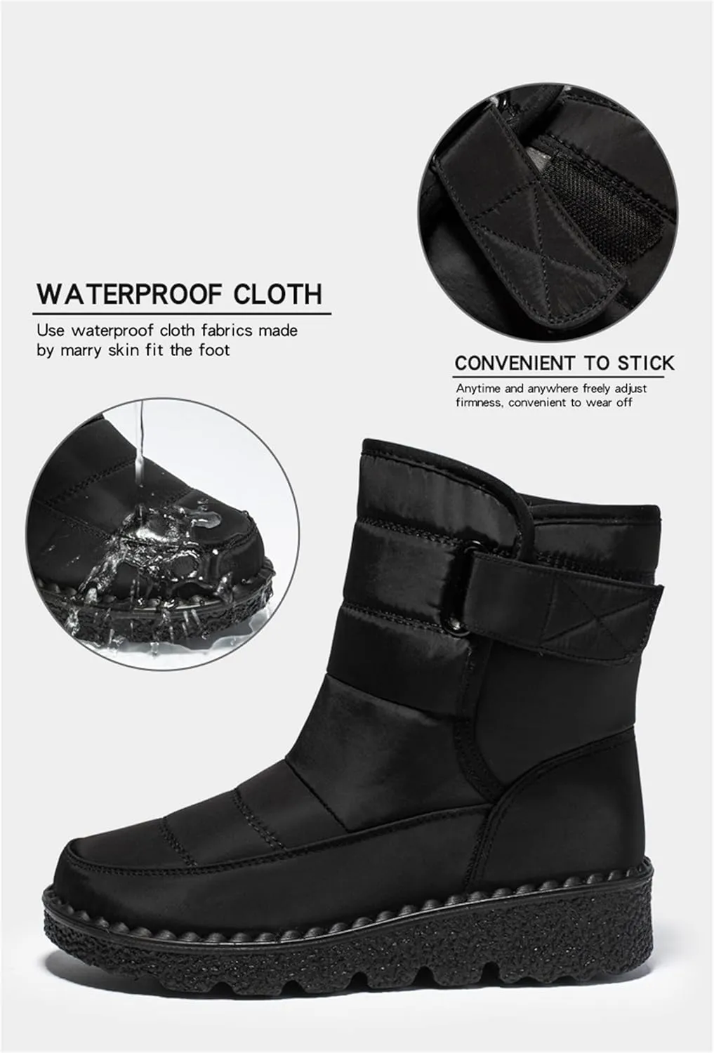 Ladmiple Winter Boots For Women Waterproof Snow Wide Width Warm Lining Comfortable Ankle Booties Outdoor Walking Shoes