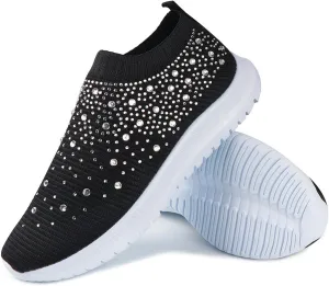Lausiuoe Slip On Sneakers Women Wide Width Walking Running Shoes Ladies Slip-on Mesh Lightweight Breathable Tennis Shoes