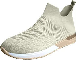 Lausiuoe Slip On Sneakers Women Wide Width Walking Tennis Shoes Running Slip On Lightweight Gym Athletic Workout Shoes