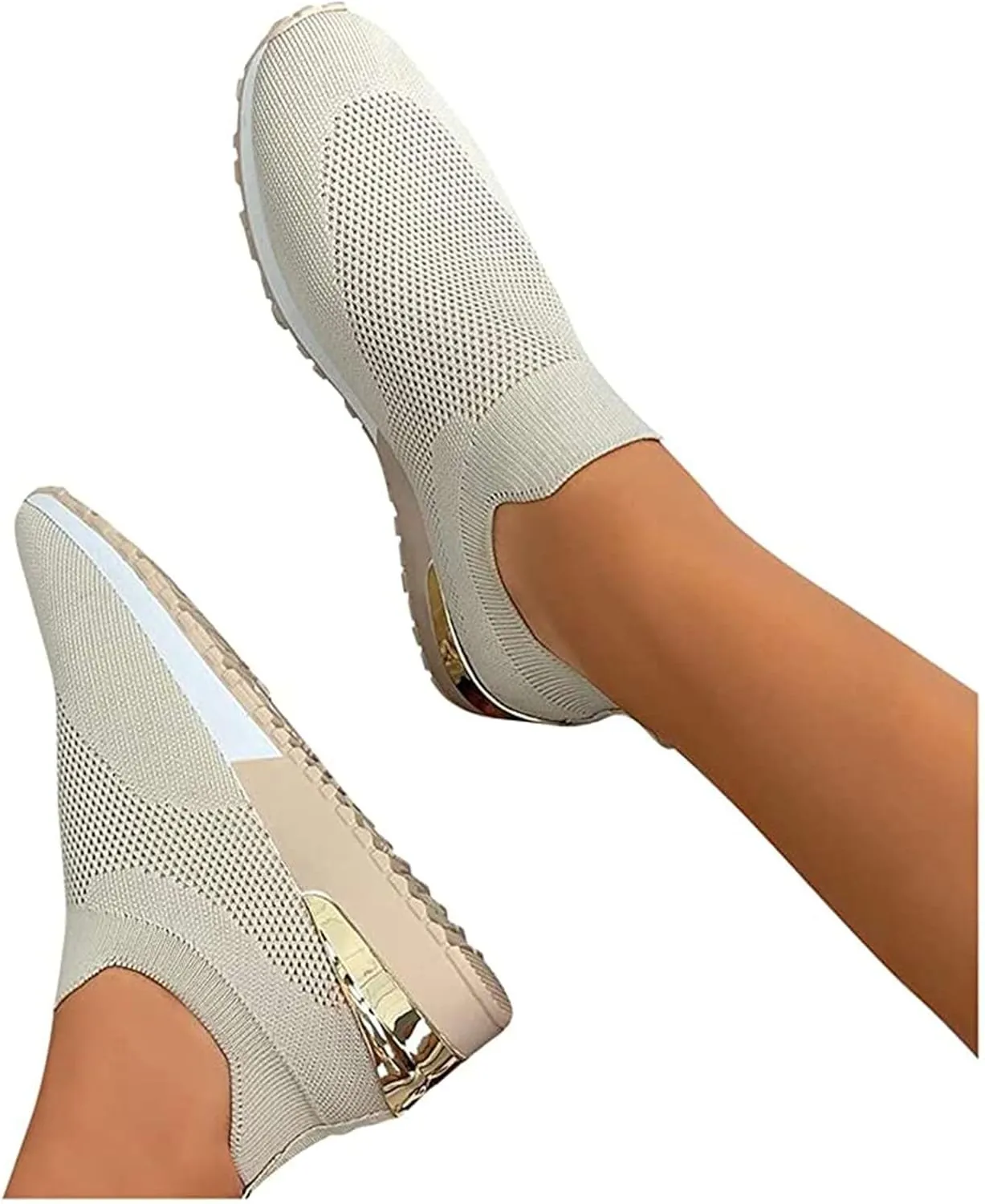 Lausiuoe Slip On Sneakers Women Wide Width Walking Tennis Shoes Running Slip On Lightweight Gym Athletic Workout Shoes