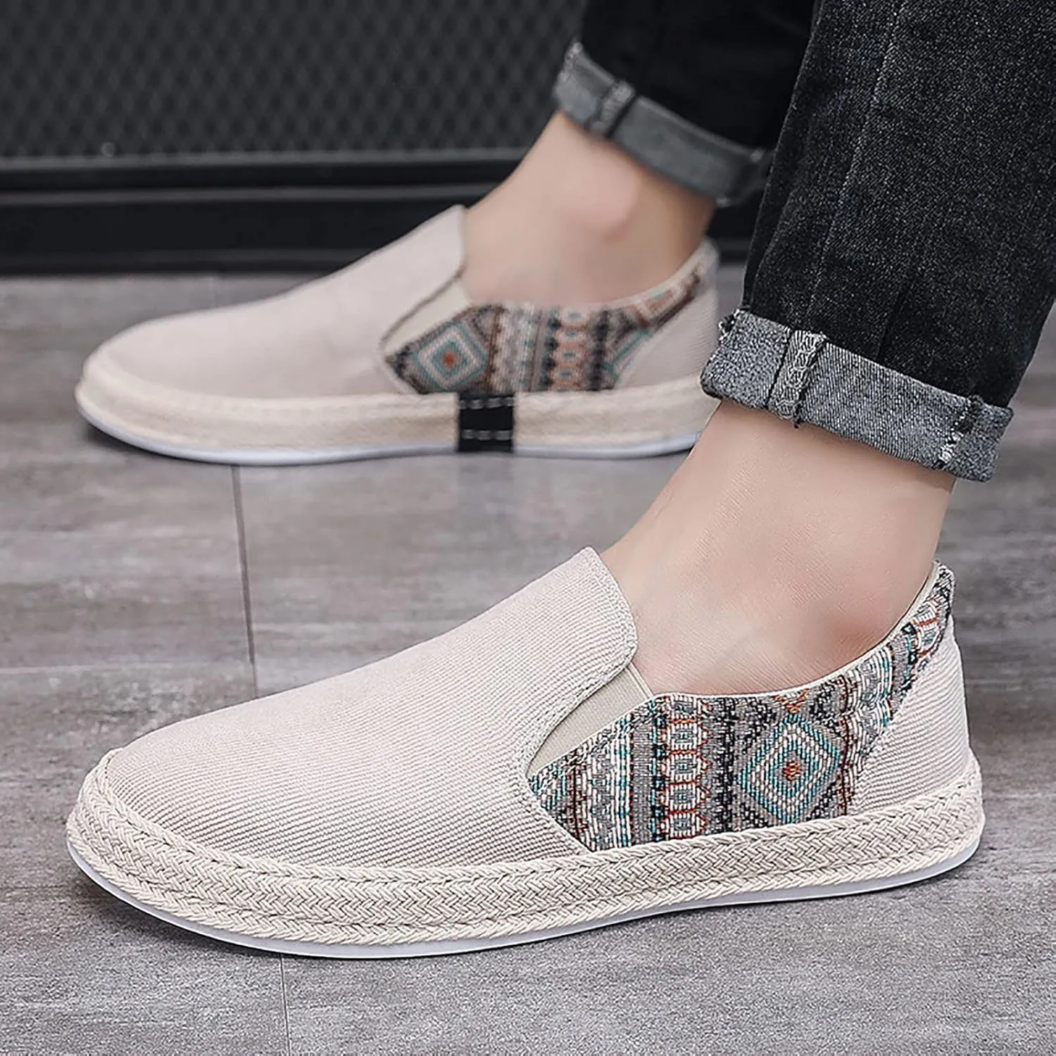 Lightweight Diabetic Shoes for Men Slip On Lightweight Breathable Fashion Sneaker Soft Flat Soled Elderly Shoes