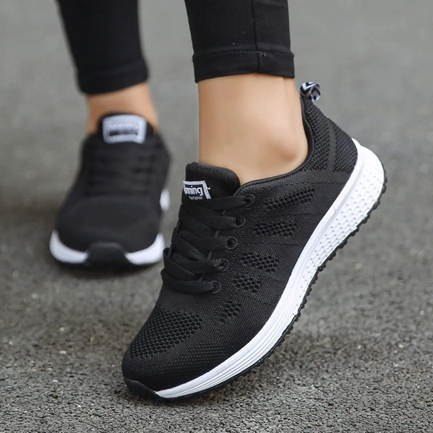 Lightweight Shoes Women Ladies Breathable Mesh Air Cushion Mesh Casual Lightweight Soft Bottom Lace Up Running Shoes