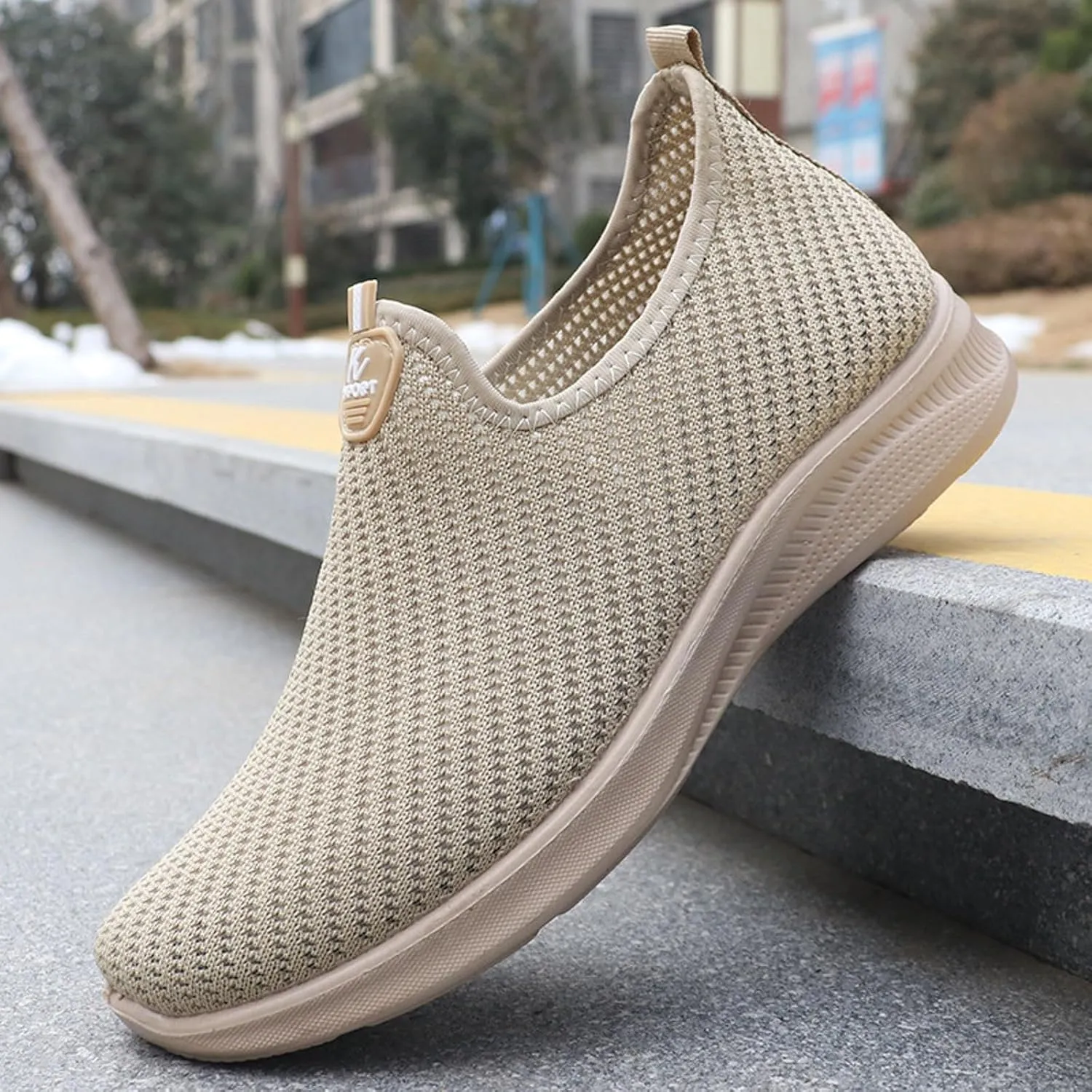 Lightweight Work Shoes for Men Comfortable Breathable Lightweight Tennis Shoe Hook and Loop Orthopedic Sneakers
