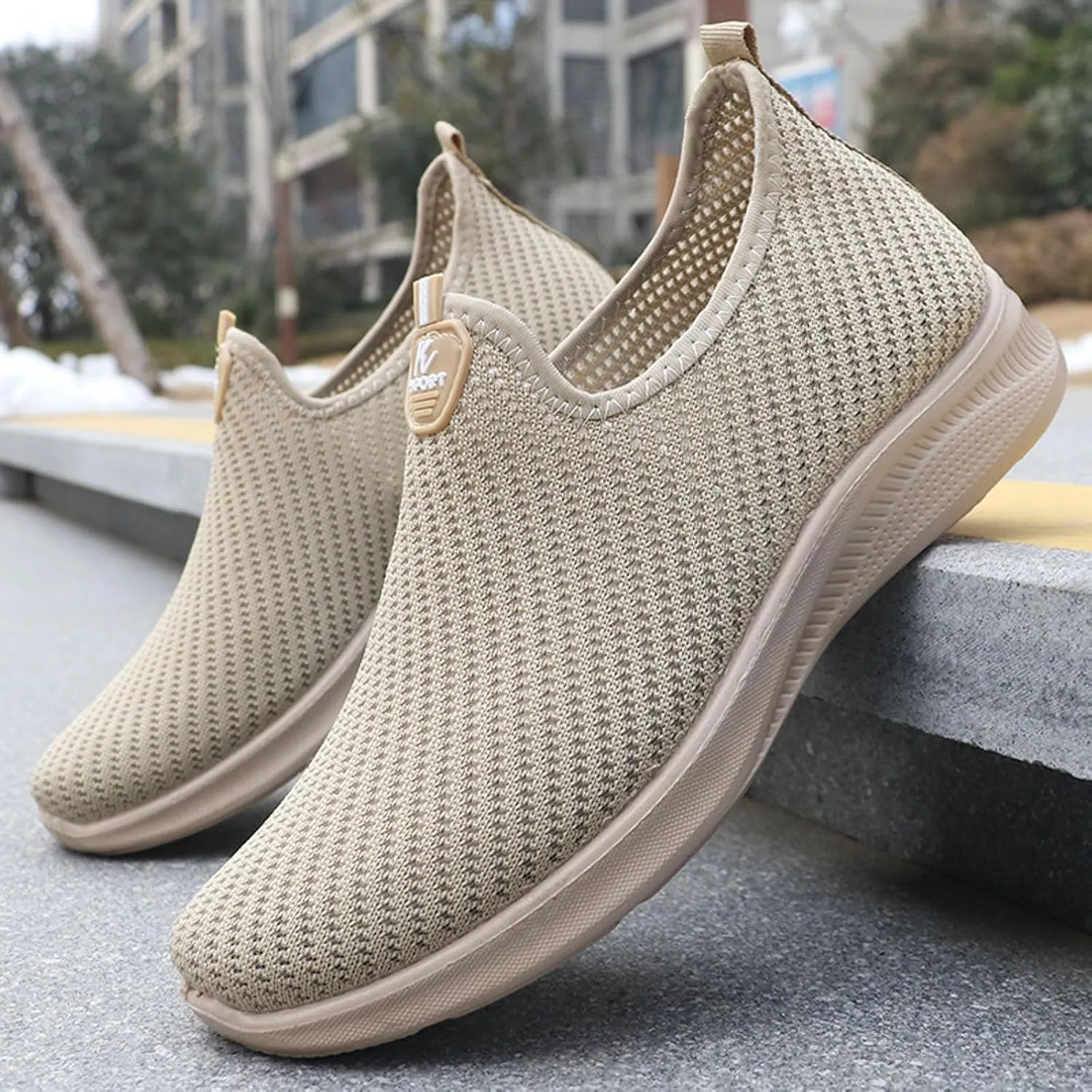 Lightweight Work Shoes for Men Comfortable Breathable Lightweight Tennis Shoe Hook and Loop Orthopedic Sneakers