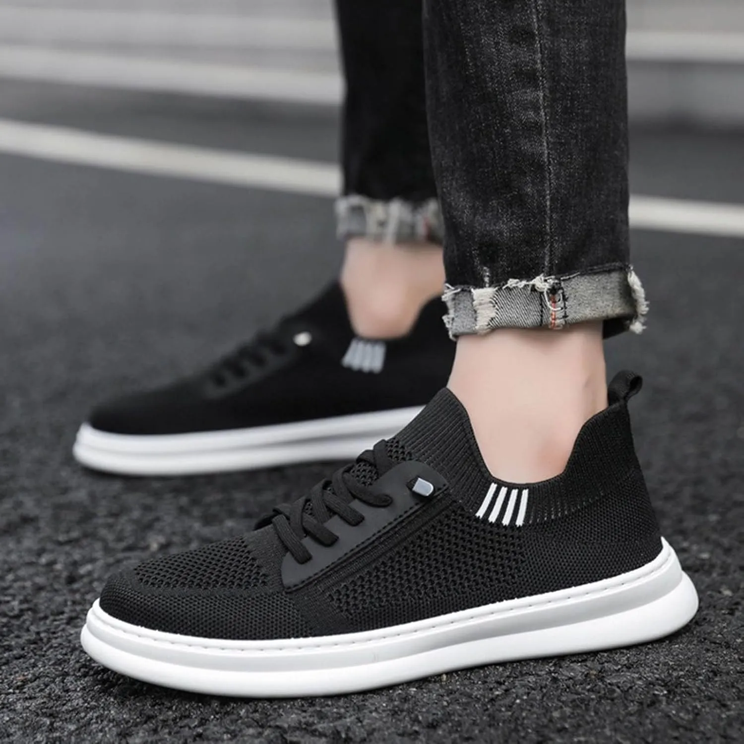 Lightweight Work Shoes for Men Slip On Lightweight Breathable Fashion Sneaker Hook and Loop Orthopedic Sneakers