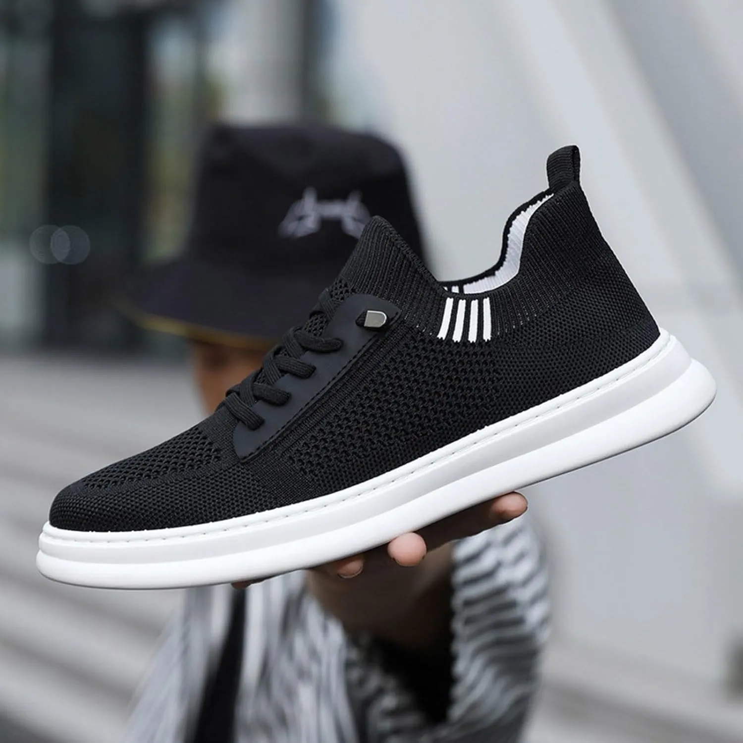 Lightweight Work Shoes for Men Slip On Lightweight Breathable Fashion Sneaker Hook and Loop Orthopedic Sneakers