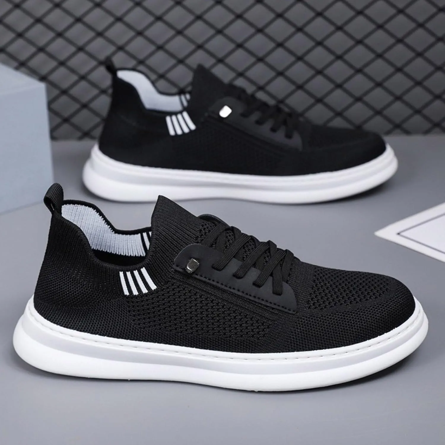 Lightweight Work Shoes for Men Slip On Lightweight Breathable Fashion Sneaker Hook and Loop Orthopedic Sneakers