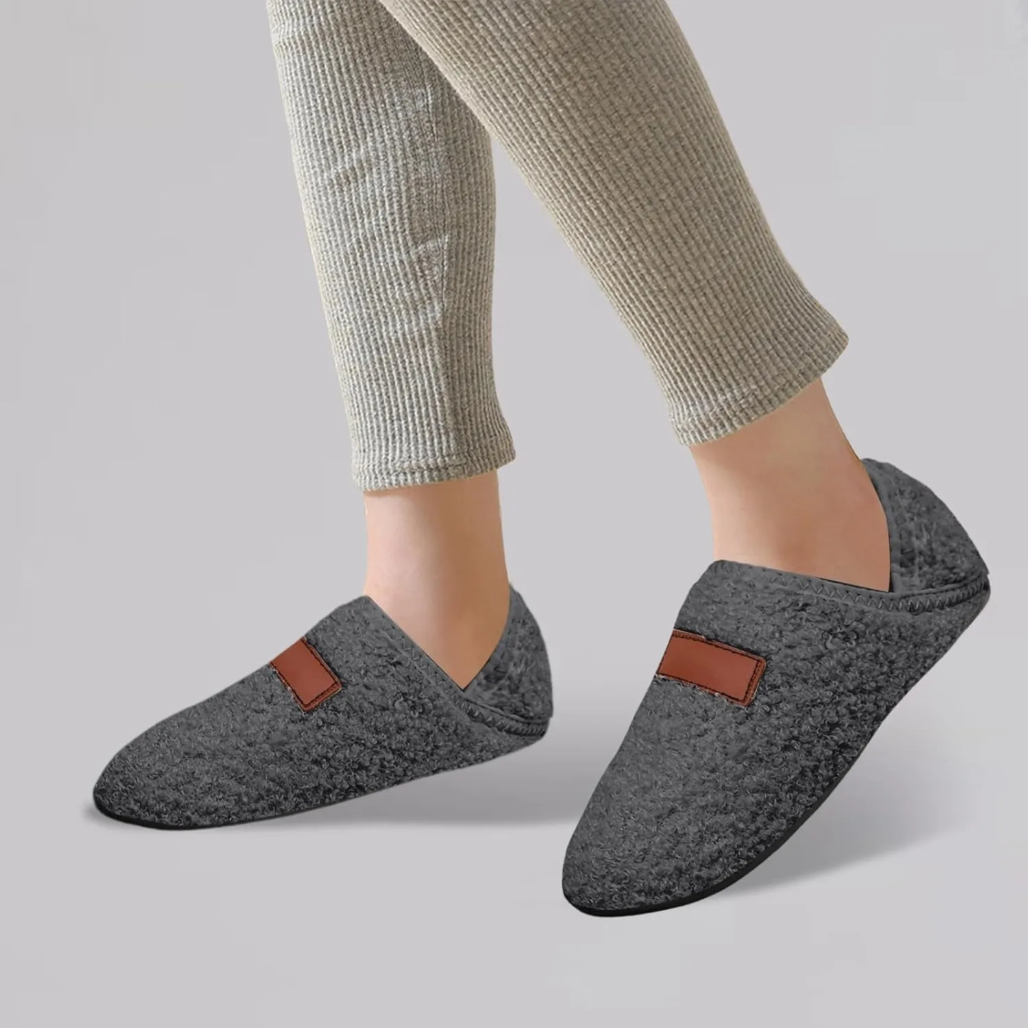 Loafers for Women Indoor Cotton Bag Heels Socks Shoes Soft Soled Home Warm Furry Shoes Yoga Dancing Slip On