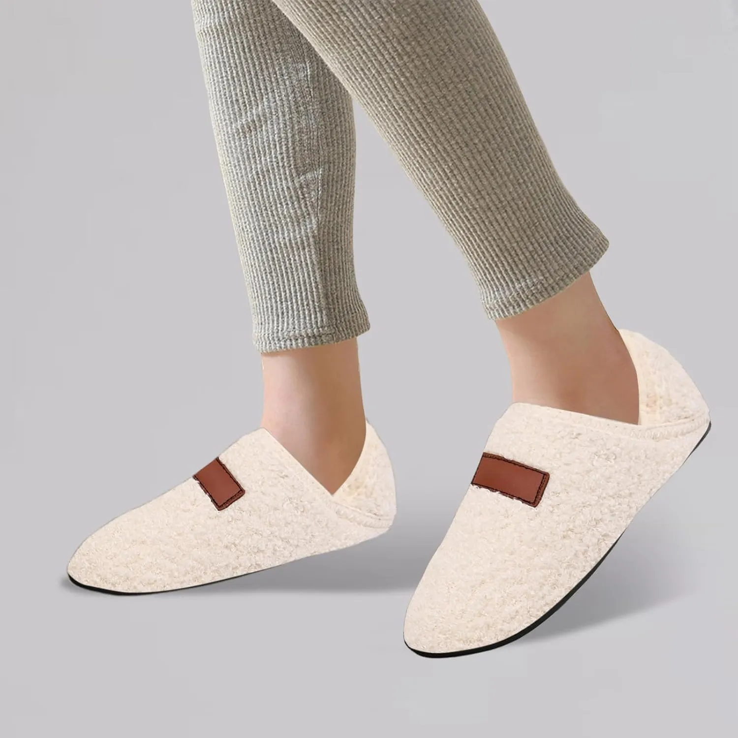 Loafers for Women Indoor Cotton Bag Heels Socks Shoes Soft Soled Home Warm Furry Shoes Yoga Dancing Slip On