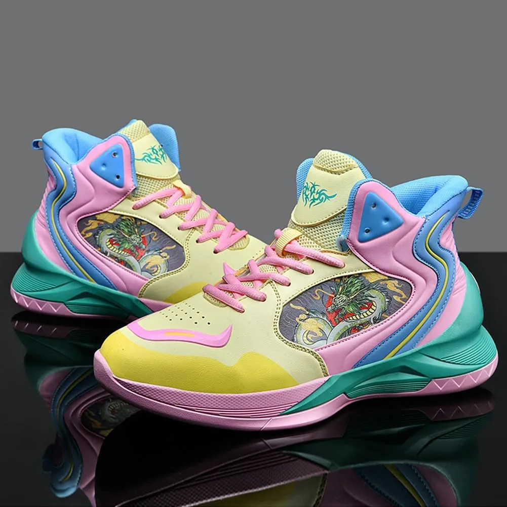 MAUGELY Men's High Top Basketball Sneakers Breathable Non Slip Student Youth Casual Comfortable Shoes