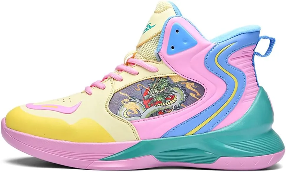 MAUGELY Men's High Top Basketball Sneakers Breathable Non Slip Student Youth Casual Comfortable Shoes