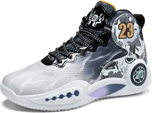 Men's Basketball Shoes Anti-Slip and Wear-Resistant Soles Running Shoes Graffiti Design Fashionable Sports Shoes