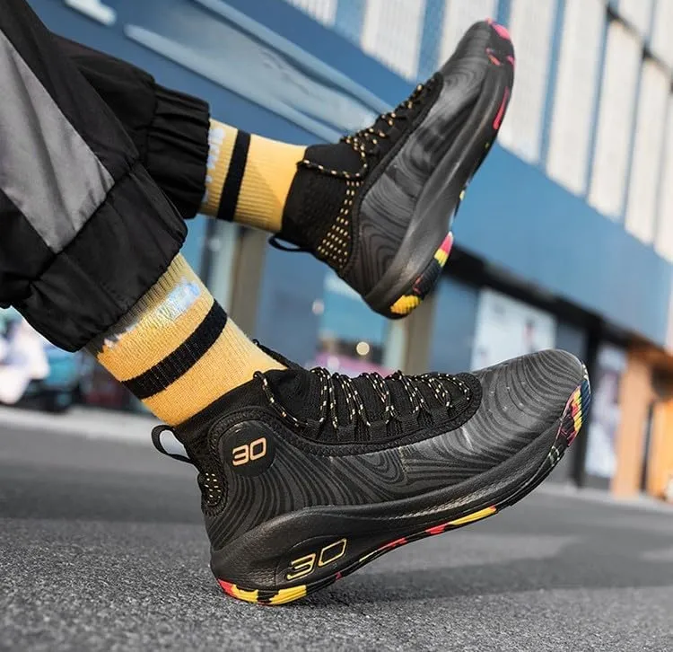 Men's Basketball Shoes Fashion Printed Leather Sneakers Youth