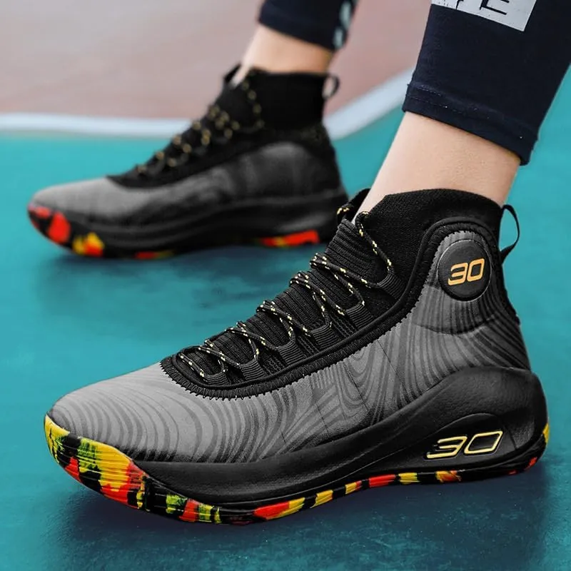 Men's Basketball Shoes Fashion Printed Leather Sneakers Youth