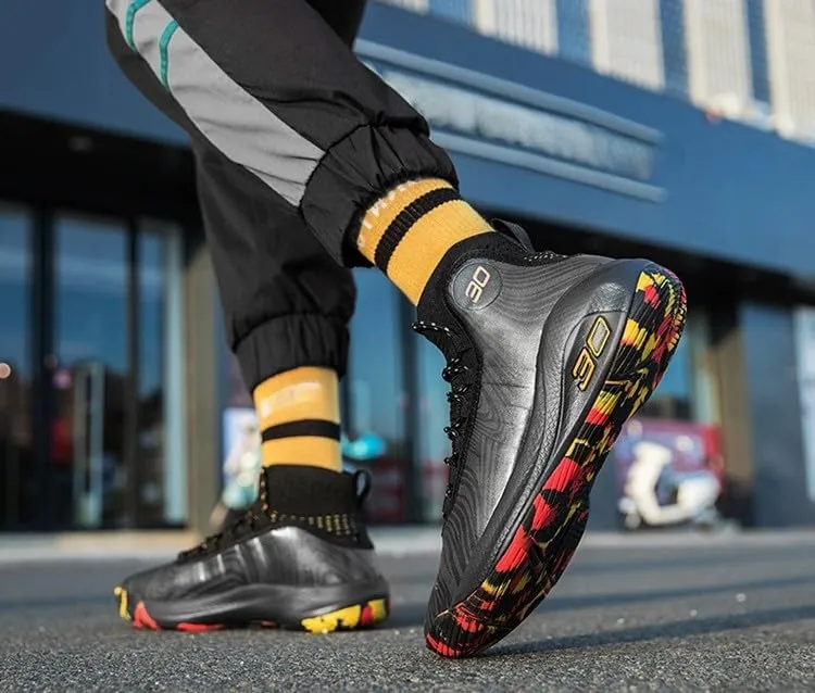 Men's Basketball Shoes Fashion Printed Leather Sneakers Youth