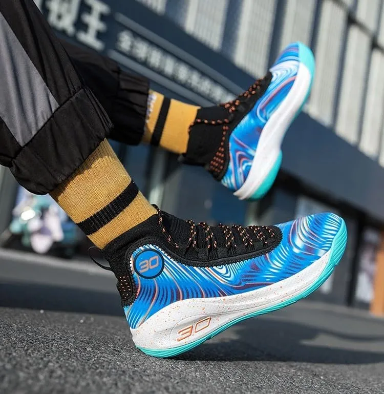 Men's Basketball Shoes Fashion Printed Leather Sneakers Youth