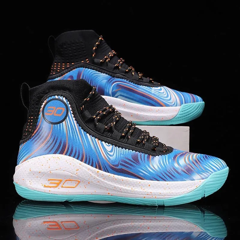 Men's Basketball Shoes Fashion Printed Leather Sneakers Youth