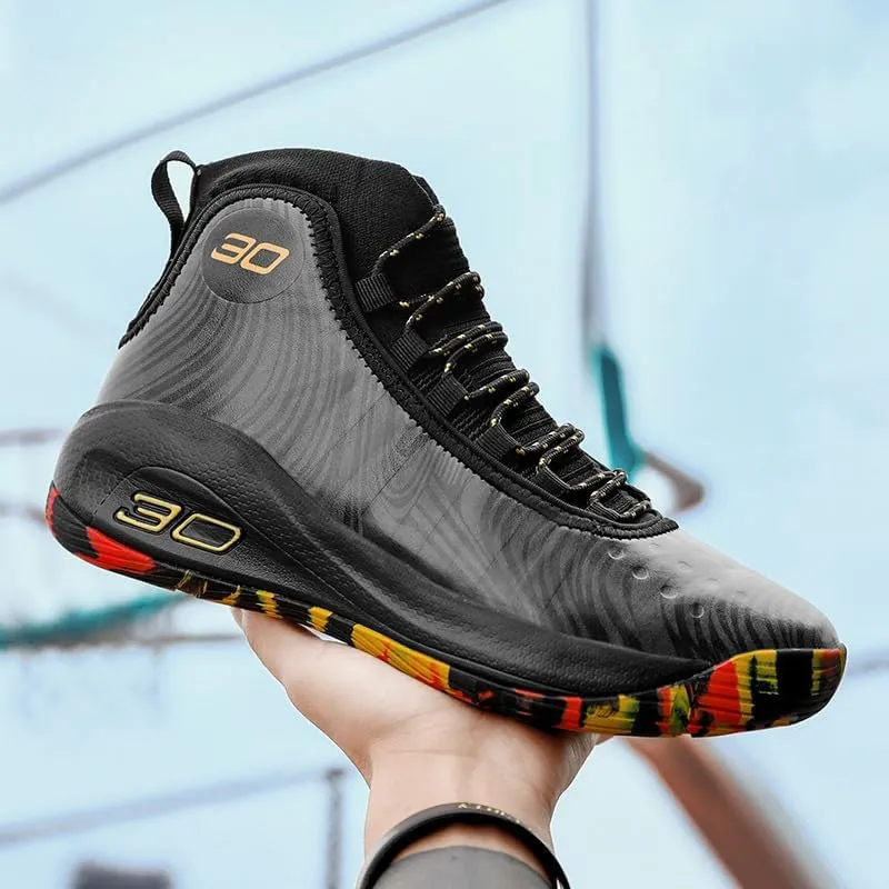 Men's Basketball Shoes Fashion Printed Leather Sneakers Youth