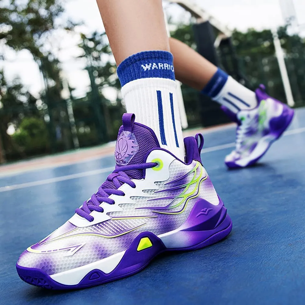 Men's Basketball Shoes Mesh Breathable Comfortable Fashionable High Top Walking Sneakers