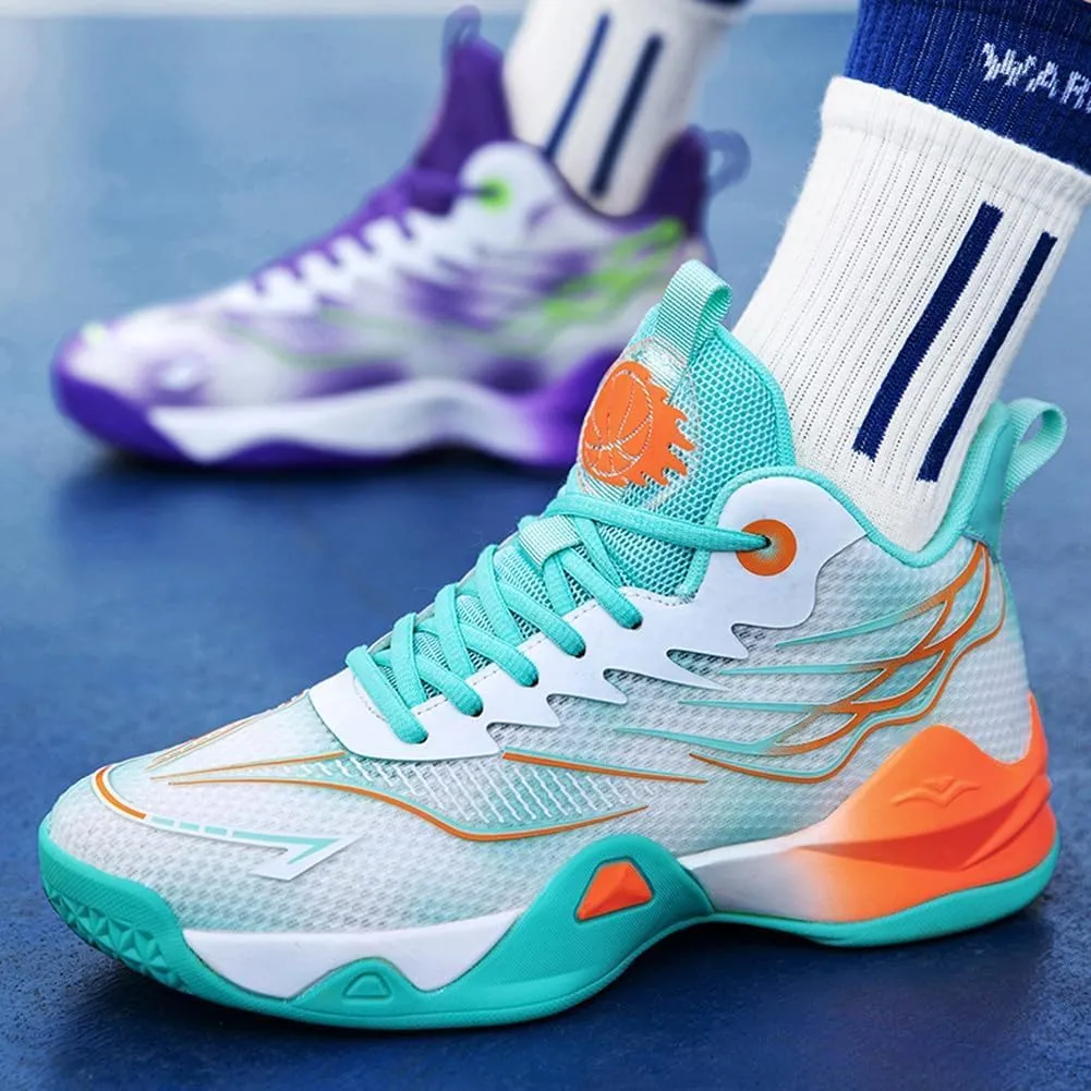 Men's Basketball Shoes Mesh Breathable Comfortable Fashionable High Top Walking Sneakers