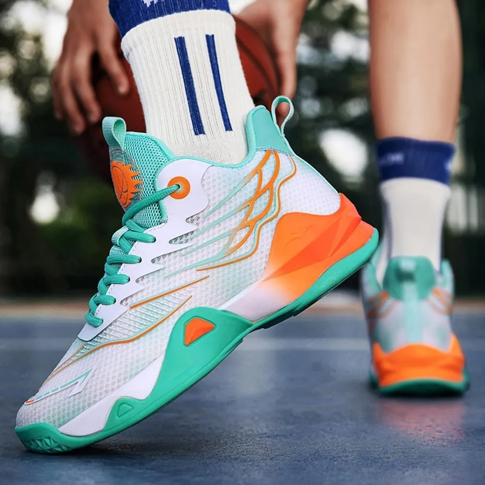 Men's Basketball Shoes Mesh Breathable Comfortable Fashionable High Top Walking Sneakers